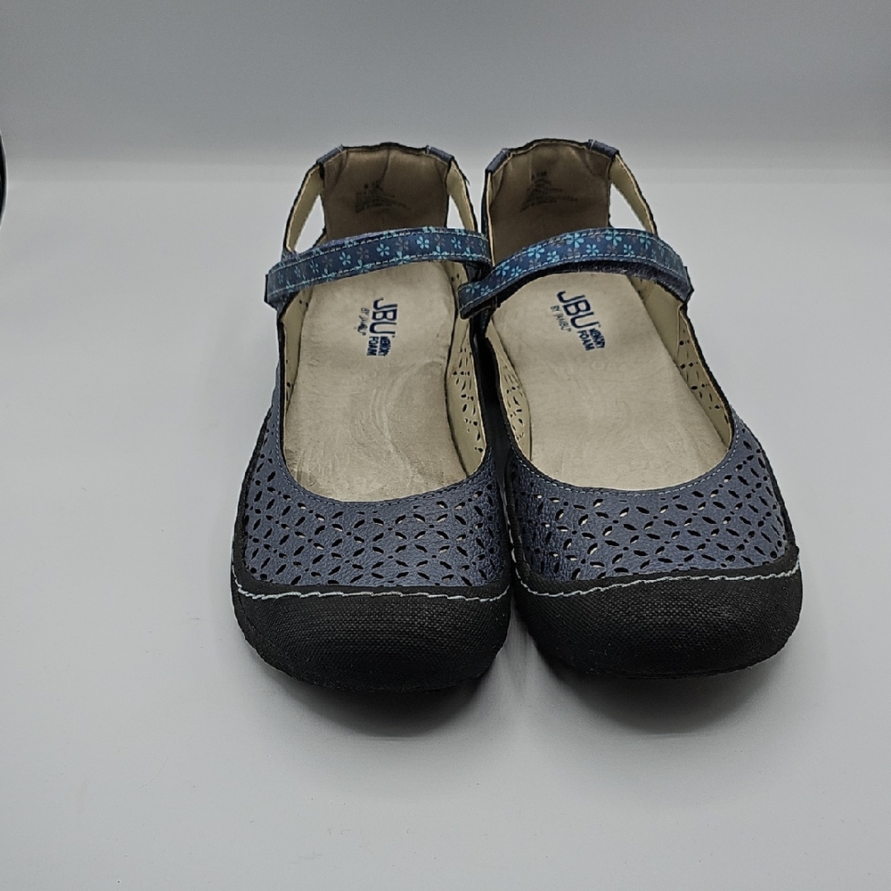 JBU Perforated Blue and Black Flats